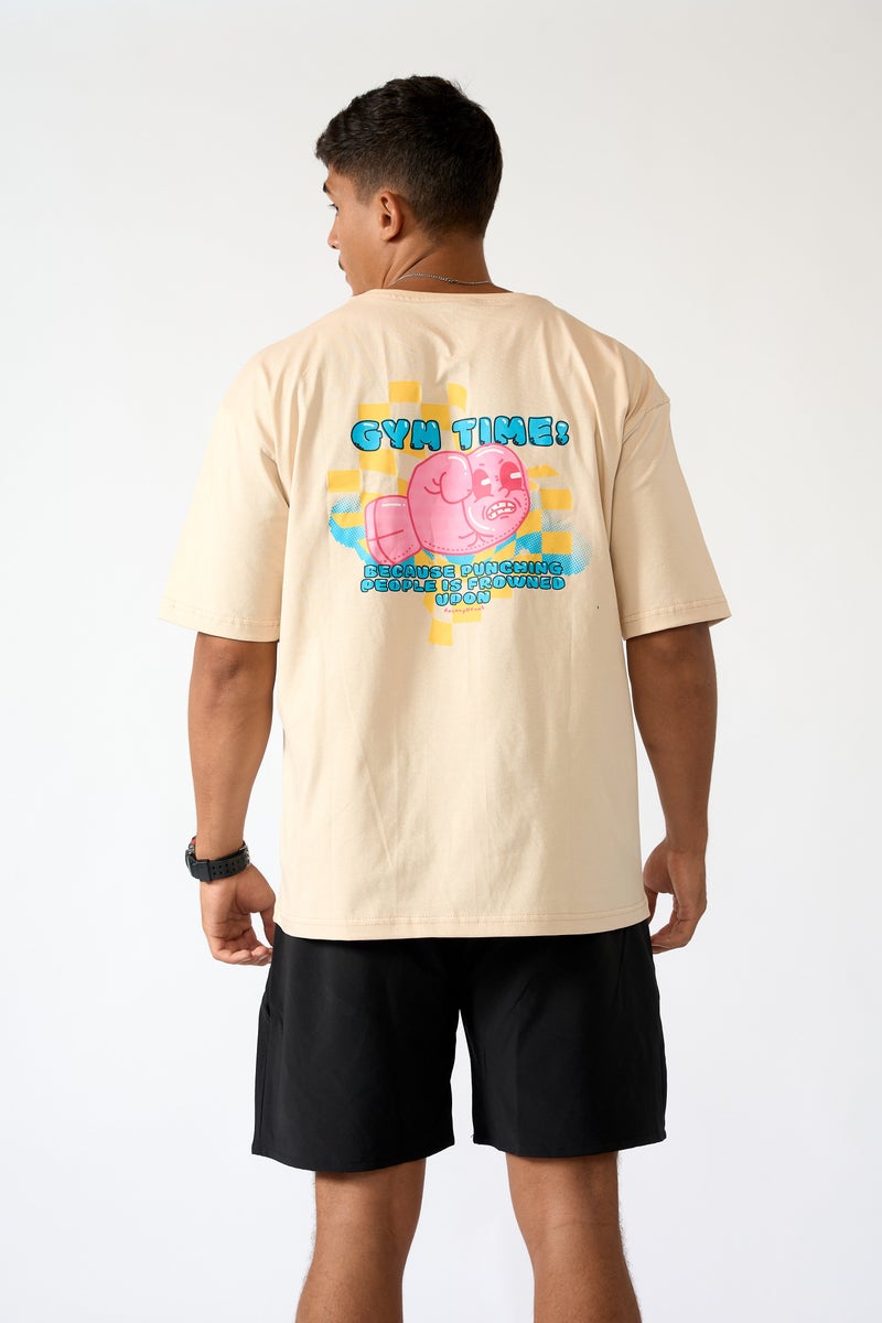 Beyond unisex Beige Cotton oversized t-shirt - Image 2